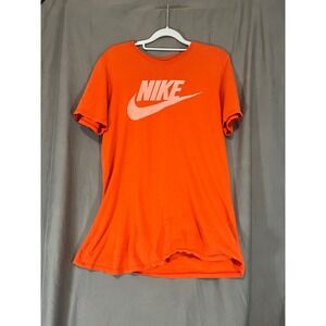 Nike Womens Athletic Cut Orange Short Sleeve Futura Logo Graphic T-Shirt Small